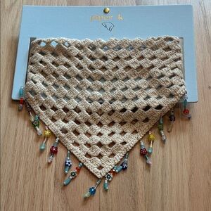 NWT Piper K Crochet Bandana with Daisy Beaded Fringe